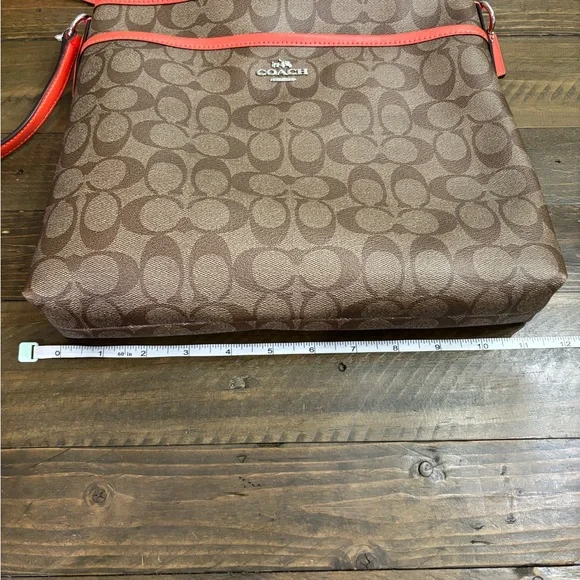 Coach Signature File Crossbody Bag with Bright Orange Trim - Picture 10 of 12